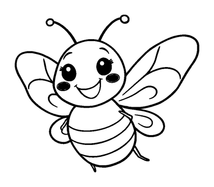 Happy Firefly Glowing Colouring Page (Toddler, Bold & Easy)