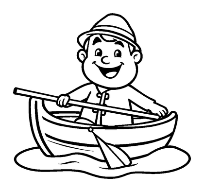 Happy Water Boatman Colouring Page (Kids, Bold & Easy)