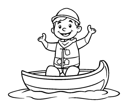 Happy Water Boatman Colouring Page (Kids, Standard)