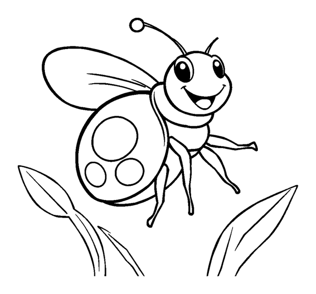 Happy Whirligig Beetle colouring page — free printable for kids