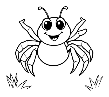 Jumping Spider Colouring Page (Toddler, Bold & Easy)