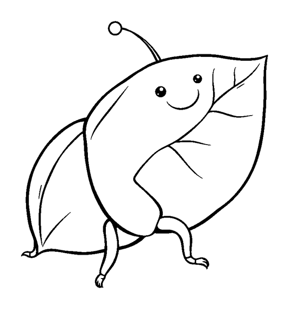 Leaf Beetle colouring page — free printable for toddlers