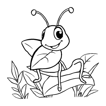 Leaf Hopper Colouring Page (Kids, Bold & Easy)