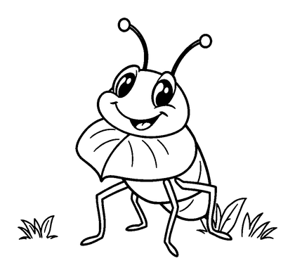 Leaf Hopper Colouring Page (Toddler, Bold & Easy)