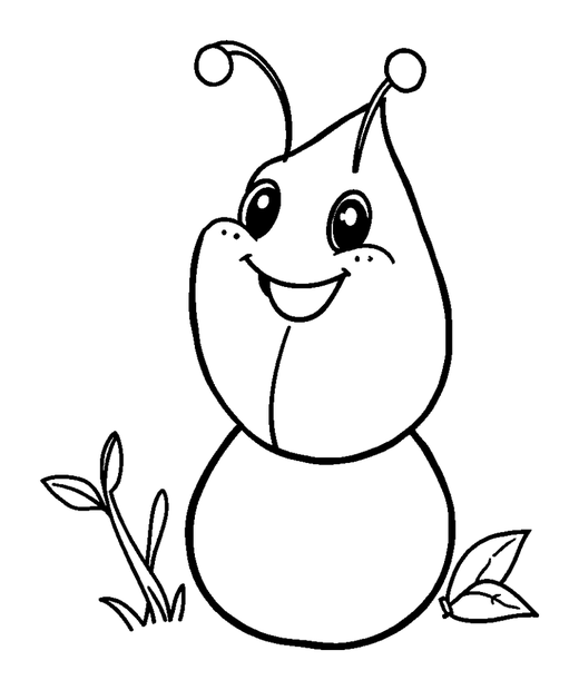 Leaf Miner colouring page — free printable for toddlers