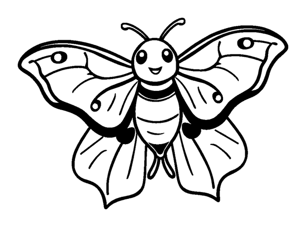 Luna Moth colouring page — free printable for kids