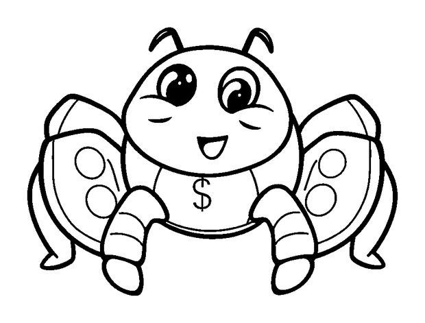 Money Spider colouring page — free printable for kids