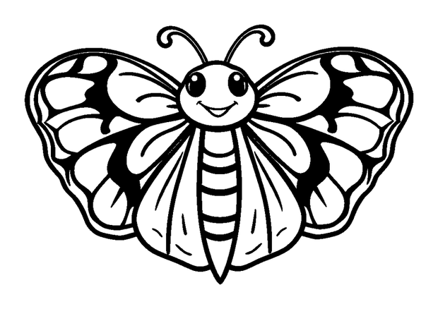 Moth colouring page — free printable for toddlers