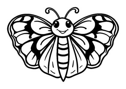 Moth Colouring Page (Toddler, Bold & Easy)