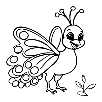 Peacock Butterfly Colouring Page (Kids, Standard)