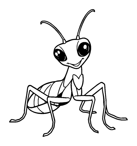 Praying Mantis colouring page — free printable for kids