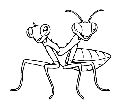 Praying Mantis Colouring Page (Toddler, Bold & Easy)