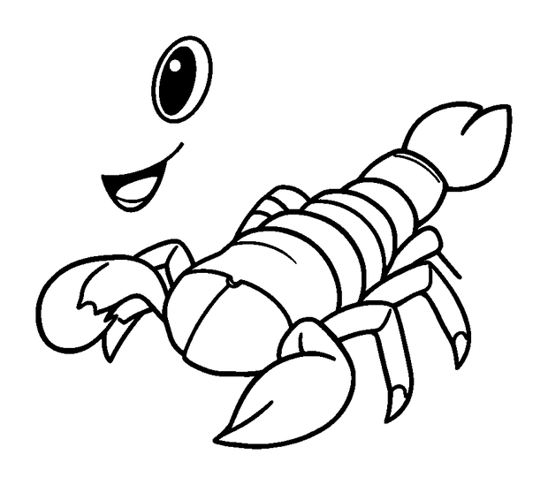 Scorpion colouring page — free printable for kids