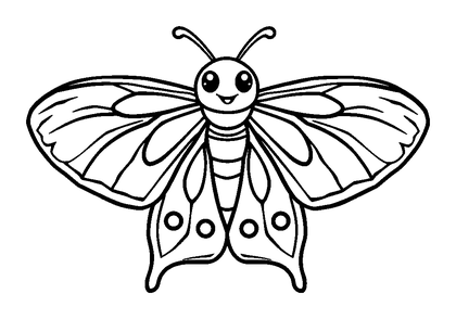 Silk Moth Colouring Page (Kids, Bold & Easy)