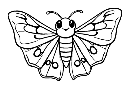 Silk Moth Colouring Page (Toddler, Bold & Easy)