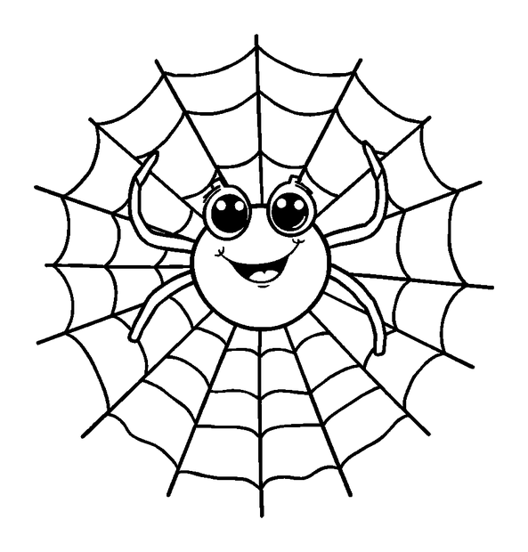 Spider Web colouring page — free printable for kids