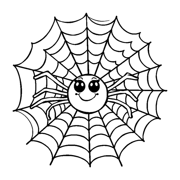 Spider Web colouring page — free printable for kids