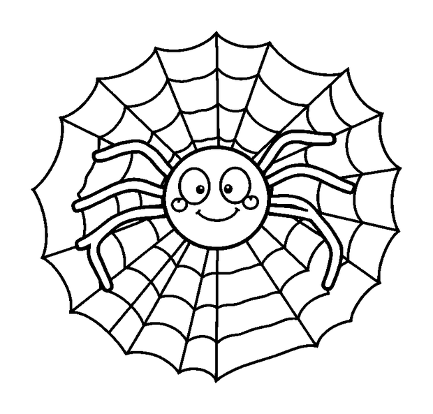 Spider Web colouring page — free printable for toddlers