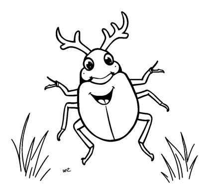 Stag Beetle Colouring Page (Kids, Standard)