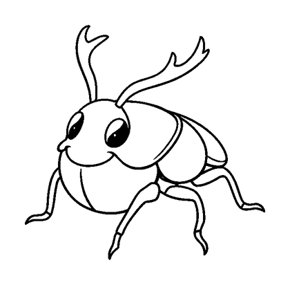 Stag Beetle Colouring Page (Toddler, Bold & Easy)