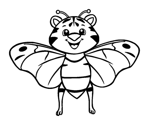 Tiger Moth colouring page — free printable for toddlers