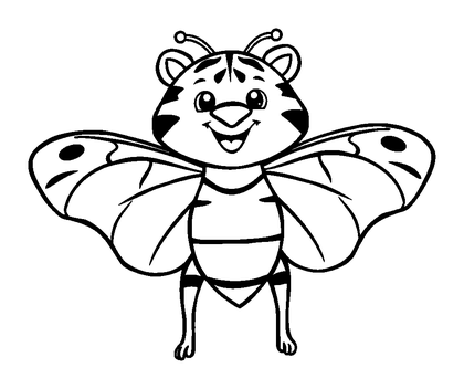 Tiger Moth Colouring Page (Toddler, Bold & Easy)