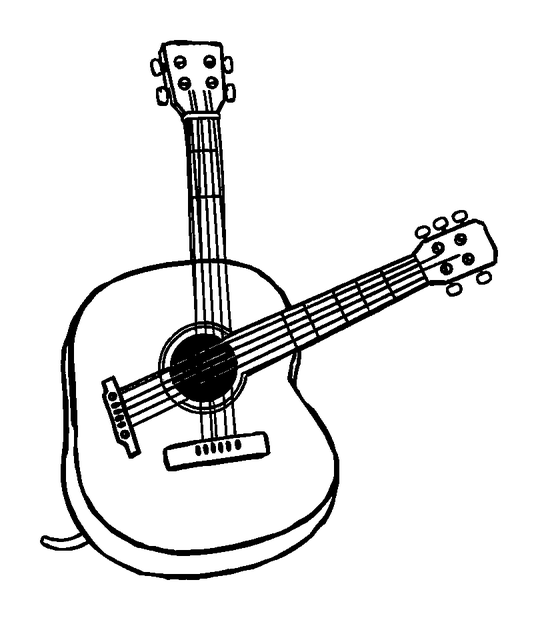 Acoustic Guitar colouring page — free printable for kids