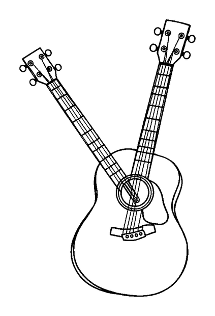Acoustic Guitar colouring page — free printable for toddlers