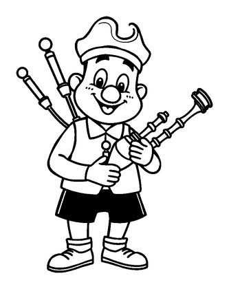 Bagpipes Colouring Page (Kids, Bold & Easy)