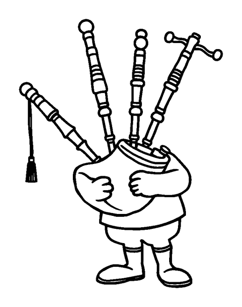 Bagpipes colouring page — free printable for kids