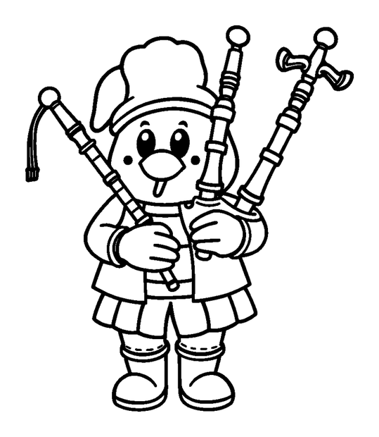 Bagpipes colouring page — free printable for toddlers