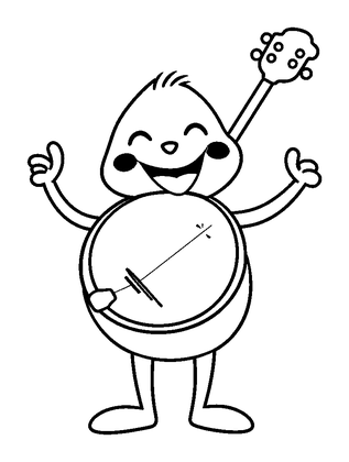 Banjo Colouring Page (Kids, Bold & Easy)