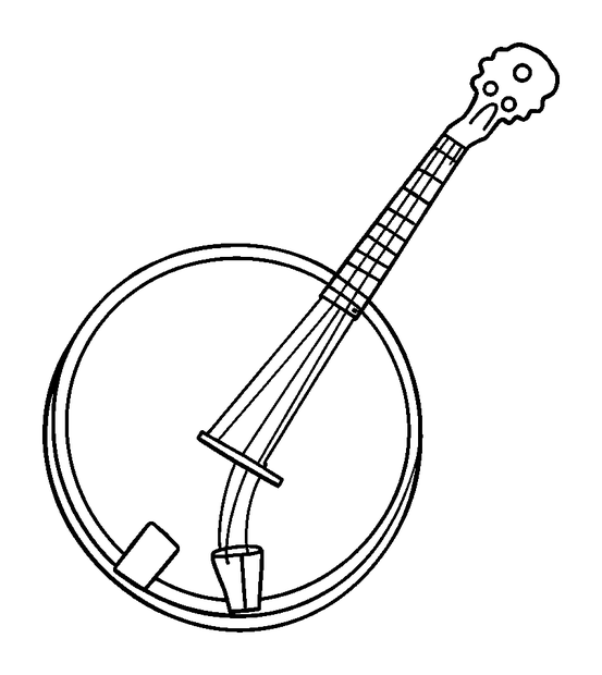 Banjo colouring page — free printable for kids