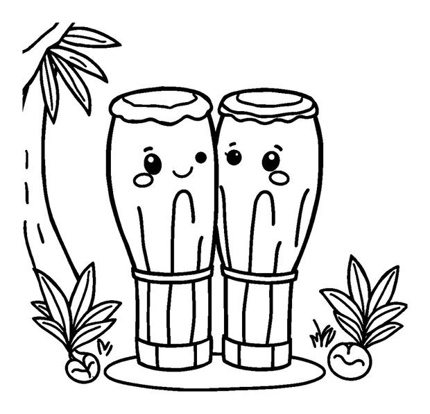 Bongos colouring page — free printable for kids