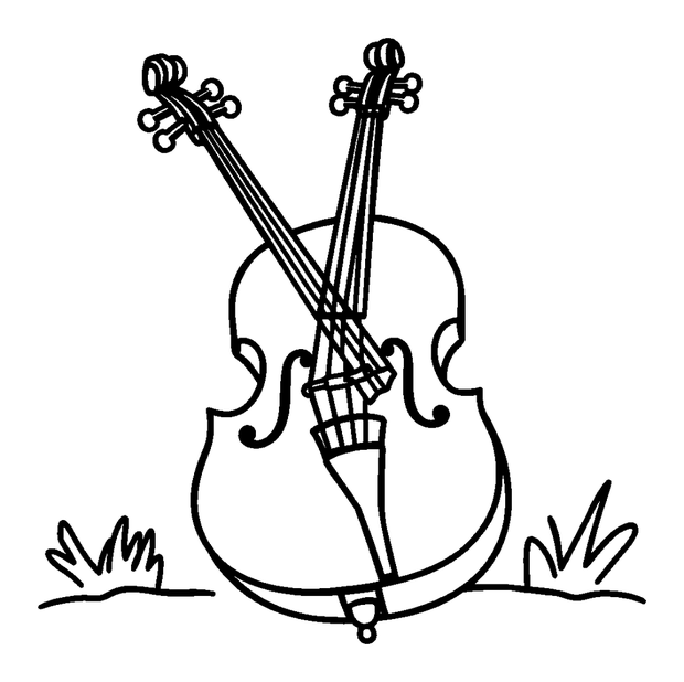 Cello colouring page — free printable for kids