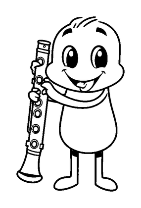Clarinet Colouring Page (Kids, Standard)
