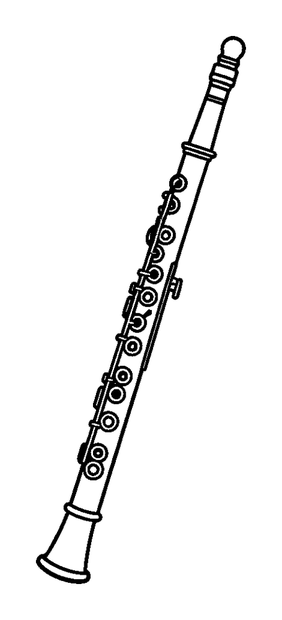 Clarinet colouring page — free printable for toddlers