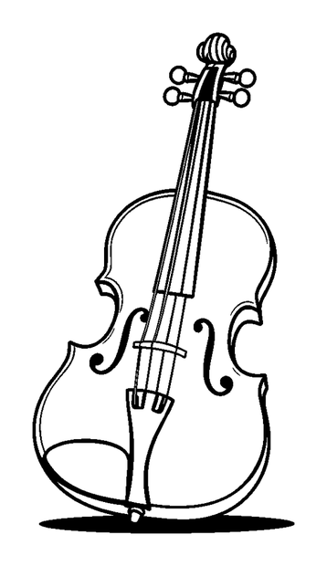 Classical Violin colouring page — free printable for kids