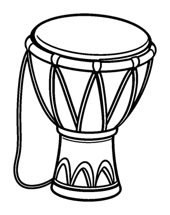 Djembe Colouring Page (Kids, Bold & Easy)