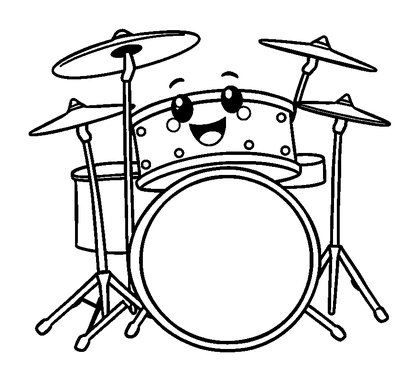 Drum Kit Colouring Page (Kids, Bold & Easy)
