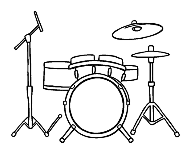 Drum Kit colouring page — free printable for kids