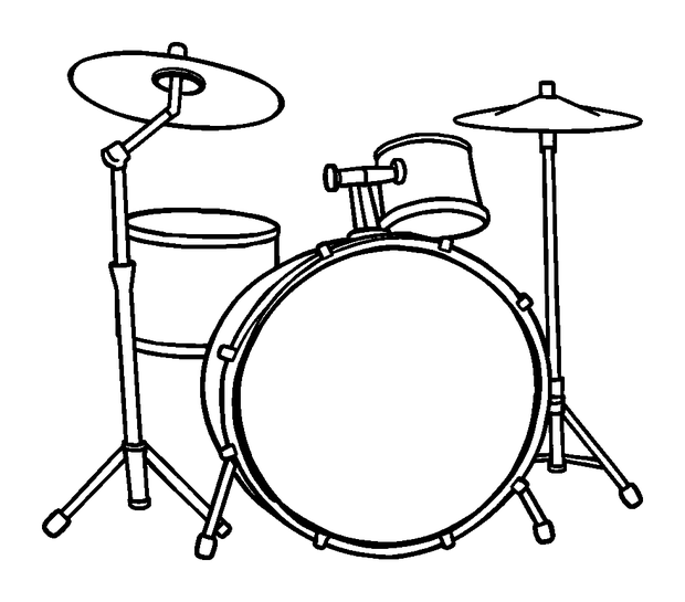 Drum Kit colouring page — free printable for kids