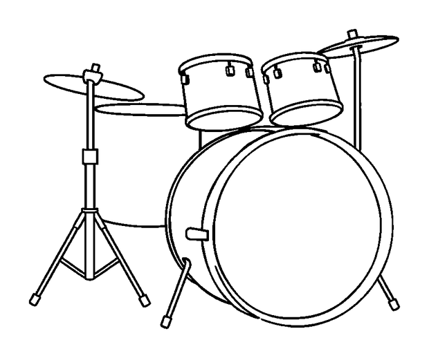 Drum Kit colouring page — free printable for toddlers