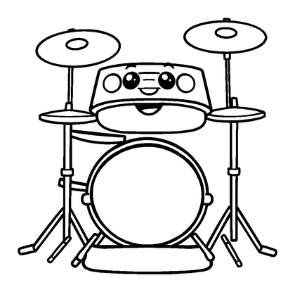 Drum Machine Colouring Page (Toddler, Bold & Easy)