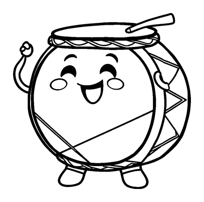 Drum Colouring Page (Kids, Bold & Easy)