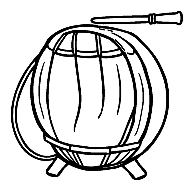 Drum colouring page — free printable for kids