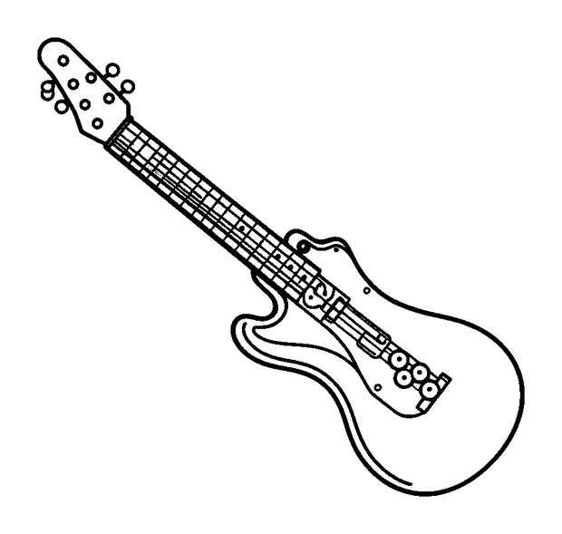 Electric Guitar colouring page — free printable for toddlers