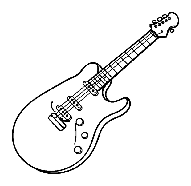 Electric Guitar colouring page — free printable for toddlers