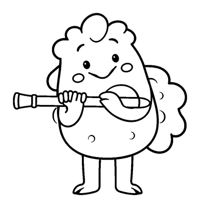 Flute Colouring Page (Toddler, Bold & Easy)