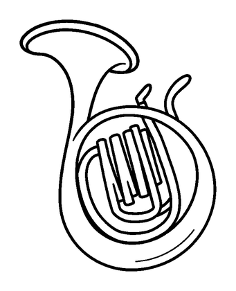 French Horn Colouring Page (Kids, Bold & Easy)